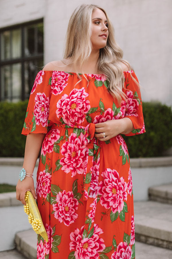 Aruba Romance Off Shoulder Maxi Dress Curves Image - 2