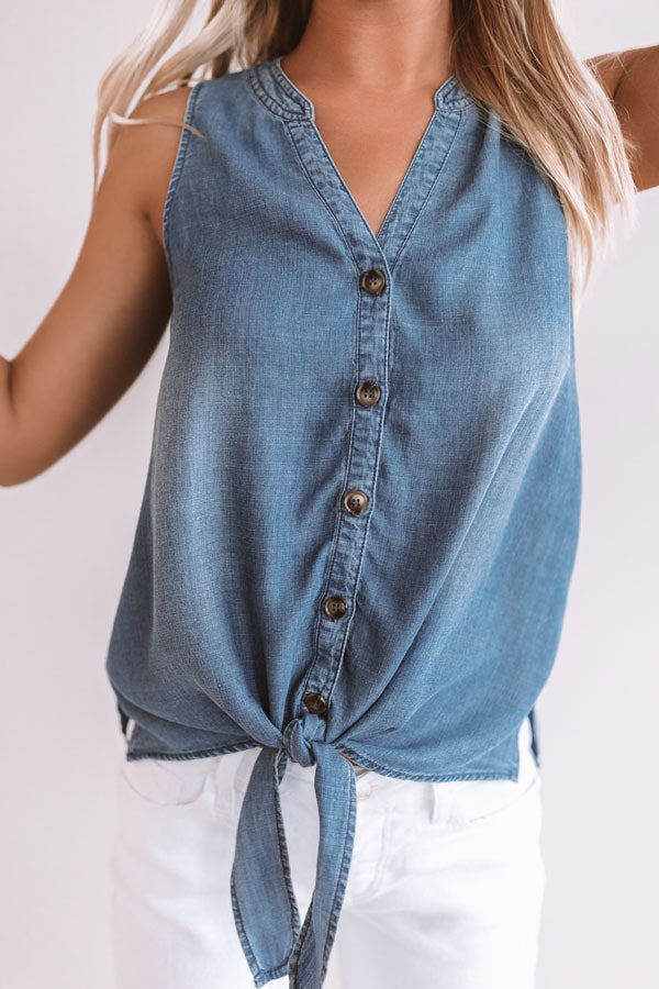 Lake Life Chambray Tie Top Image - 5