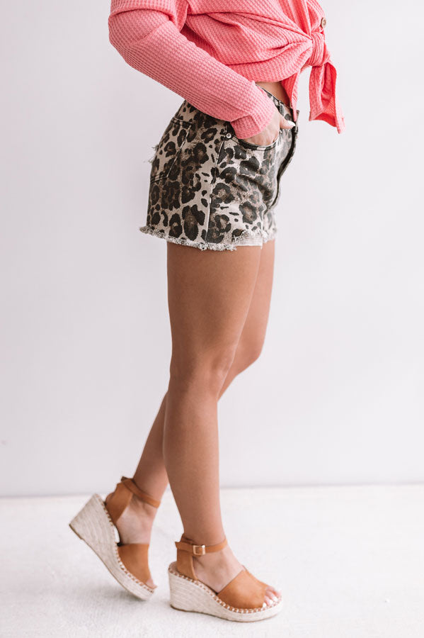 Wild Card High Waist Leopard Shorts Image - 2