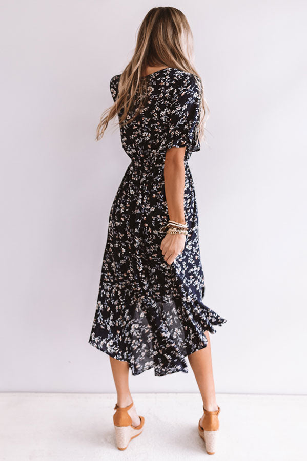 Fields In Florence Floral Midi in Navy Image - 3