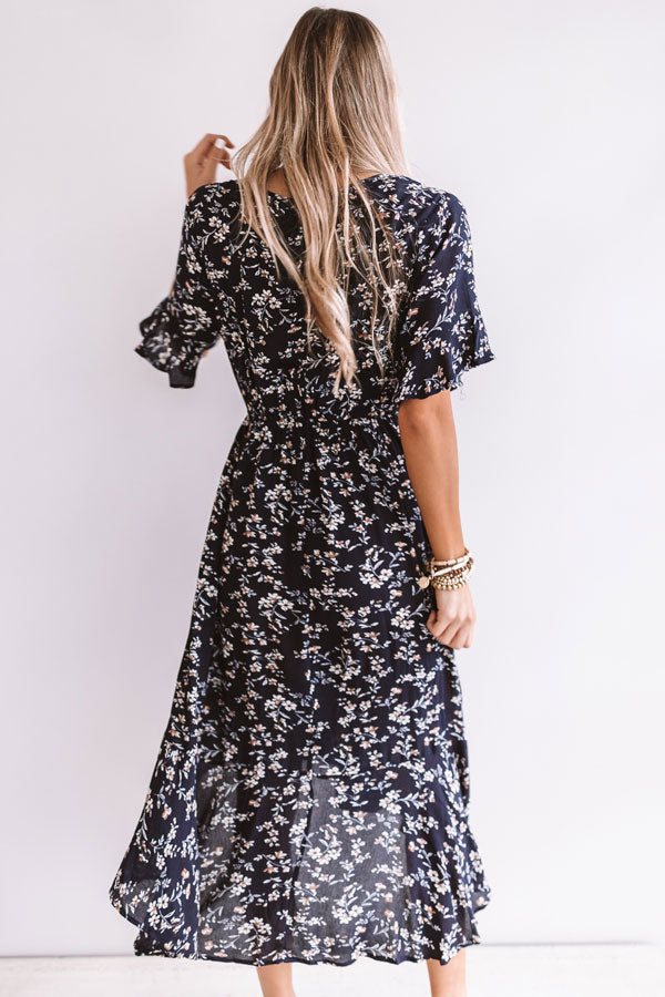 Fields In Florence Floral Midi in Navy Image - 4