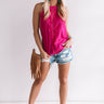 Sunny Weather Eyelet Tank in Hot Pink Image - 1