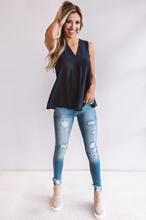 Chic Harbor Shift Tank in Navy • Impressions Online Boutique