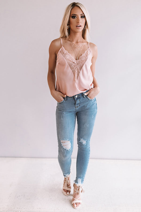 Aruba Nights Lace Tank In Blush Image - 3