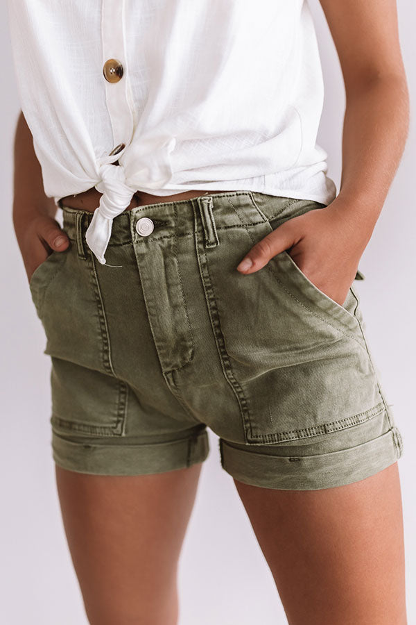 The Baker High Waist Shorts in Olive Image - 5