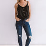 Brunching On Melrose Button Tank In Black Image - 1