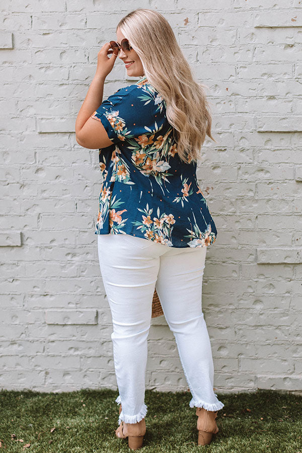 Botanical Bliss Tie Top In Blue  Curves Image - 4