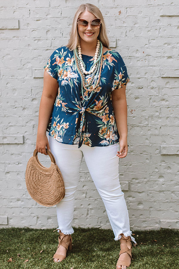 Botanical Bliss Tie Top In Blue  Curves Image - 1