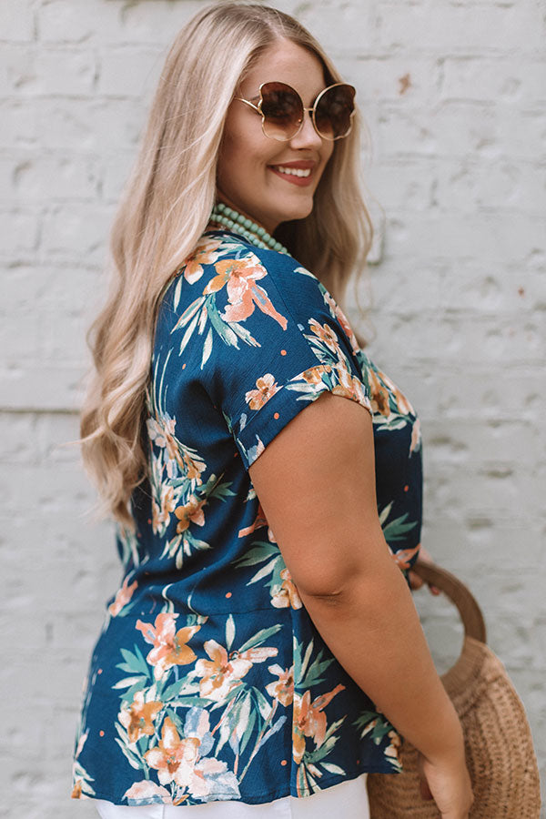 Botanical Bliss Tie Top In Blue  Curves Image - 3