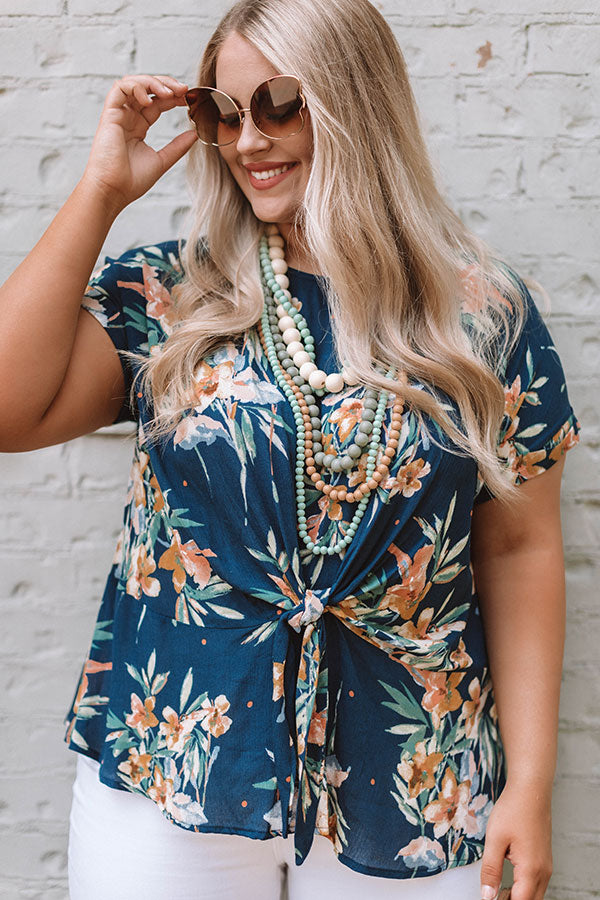 Botanical Bliss Tie Top In Blue  Curves Image - 2