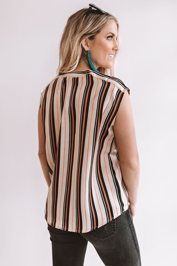 Room Service Stripe Top In Champagne Image - 5