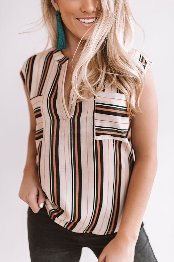 Room Service Stripe Top In Champagne Image - 4