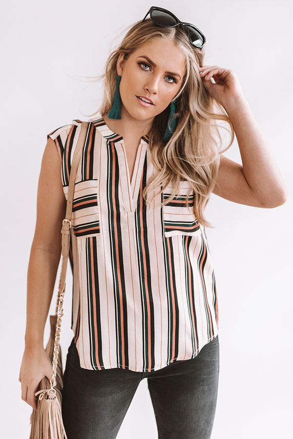 Room Service Stripe Top In Champagne Image - 1