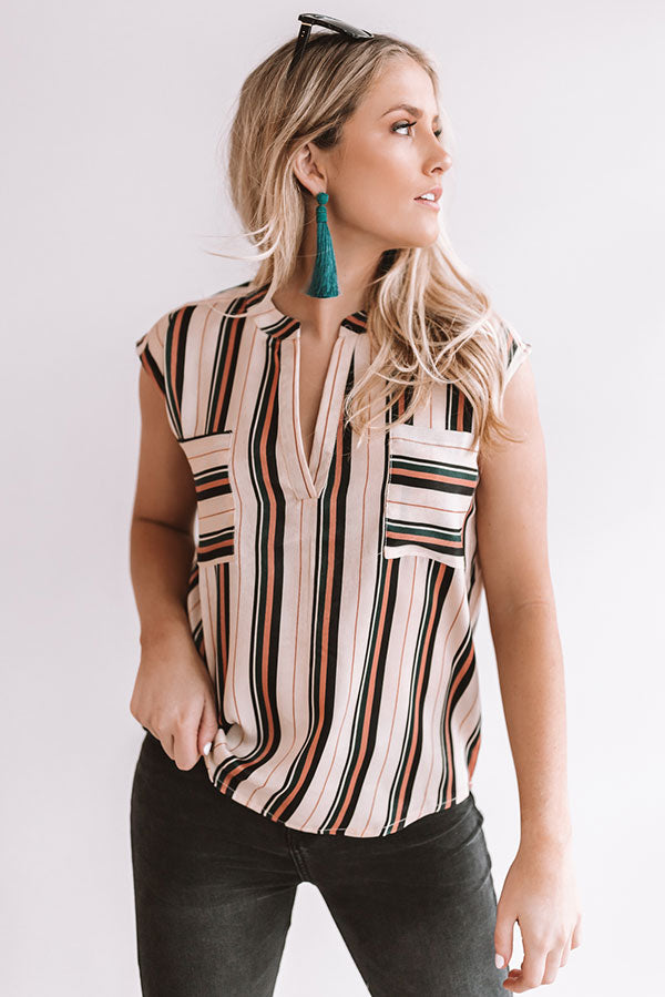 Room Service Stripe Top In Champagne Image - 3