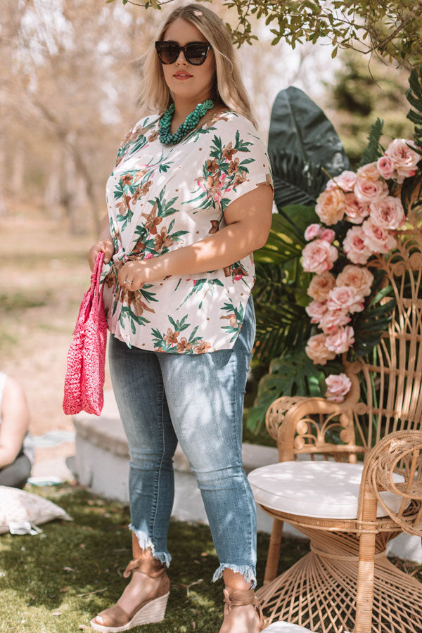 Botanical Bliss Tie Top In Cream  Curves Image - 1