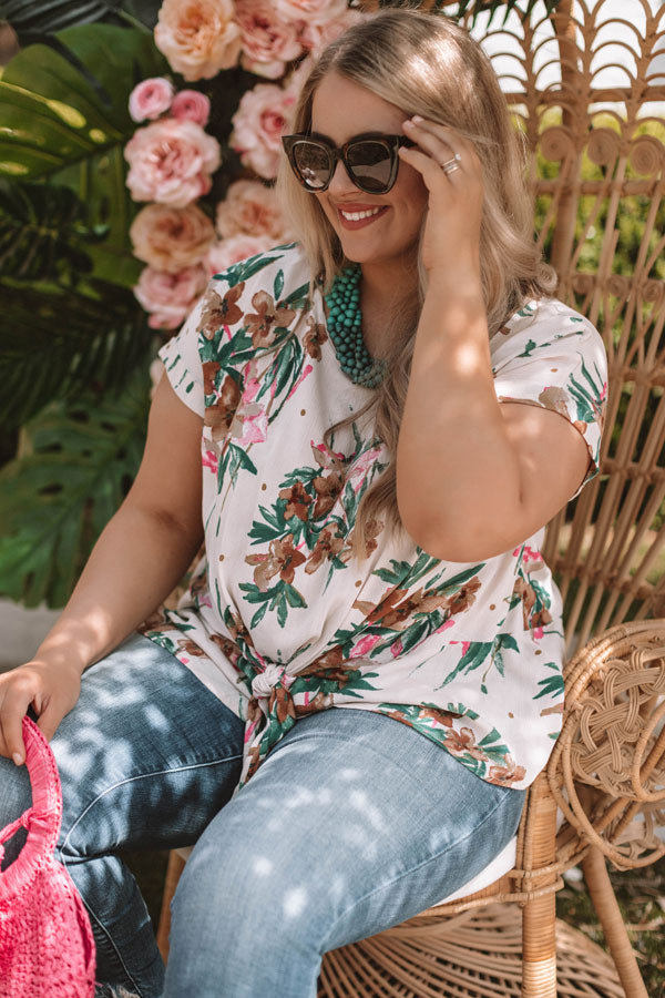 Botanical Bliss Tie Top In Cream  Curves Image - 2