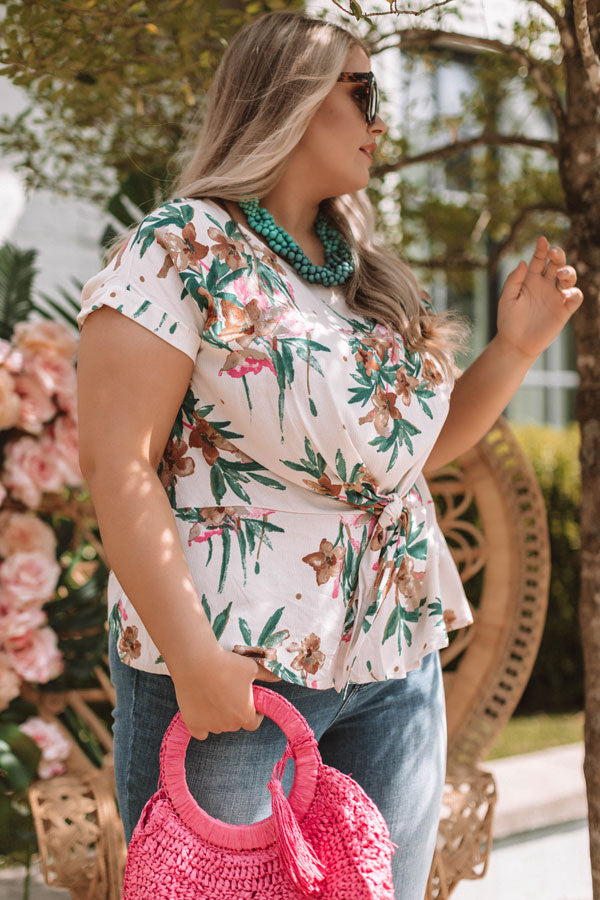 Botanical Bliss Tie Top In Cream  Curves Image - 3