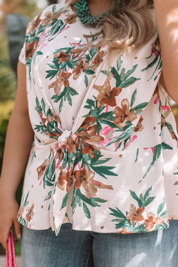 Botanical Bliss Tie Top In Cream  Curves Image - 4