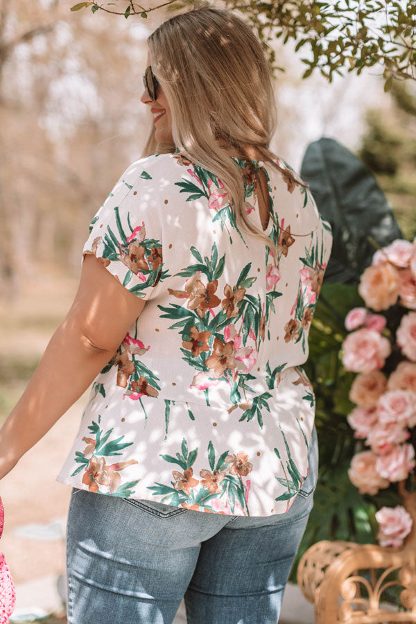 Botanical Bliss Tie Top In Cream  Curves Image - 5
