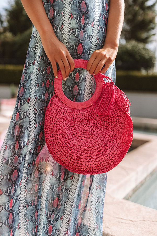 Amalfi Adventure Woven Tote in Hot Pink Image - 3