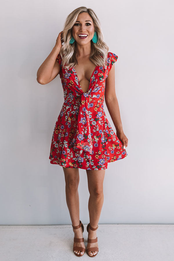 Peony Party Wrap Dress in Red Image - 1