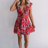 Peony Party Wrap Dress in Red Image - 1