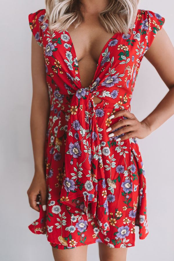 Peony Party Wrap Dress in Red Image - 4