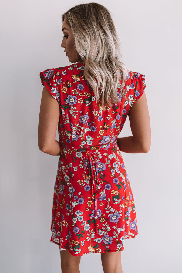 Peony Party Wrap Dress in Red Image - 5