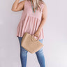 Seaside Breeze Waffle Knit Babydoll Tank In Blush Curves Image - 1