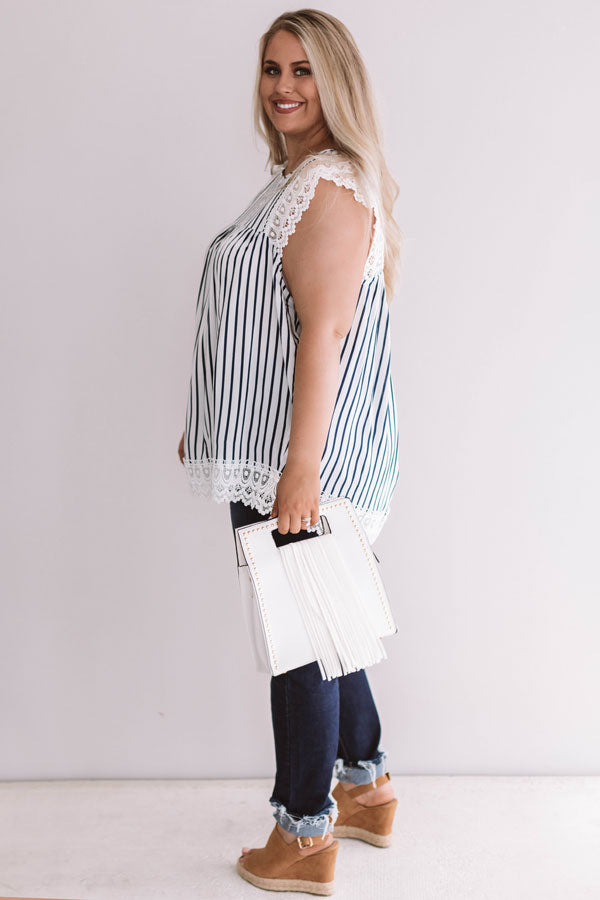 Sweetly Sunkissed Stripe Babydoll Top In Navy Curves Image - 3