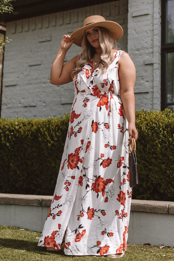Peony Fields Wrap Maxi Dress Curves Image - 2