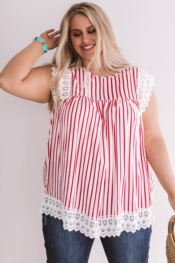 Sweetly Sunkissed Stripe Babydoll Top In Red Curves Image - 2
