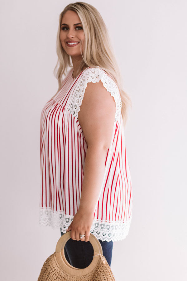 Sweetly Sunkissed Stripe Babydoll Top In Red Curves Image - 4