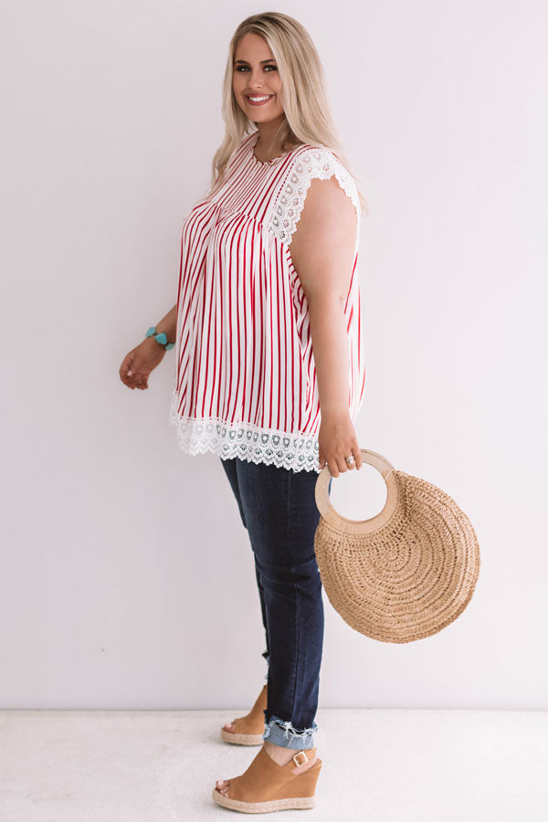 Sweetly Sunkissed Stripe Babydoll Top In Red Curves Image - 5