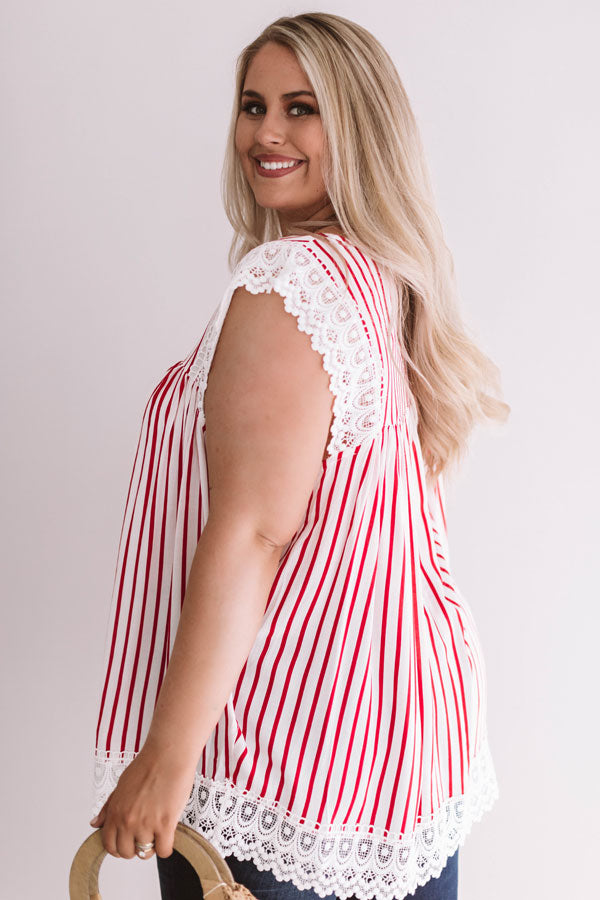 Sweetly Sunkissed Stripe Babydoll Top In Red Curves Image - 3