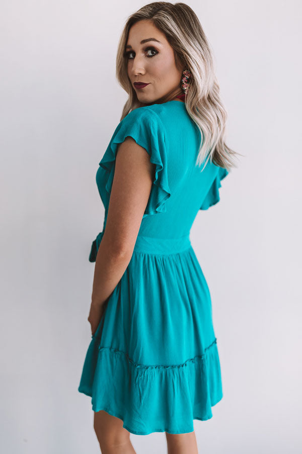 Magic At Midnight Wrap Dress In Turquoise Image - 3