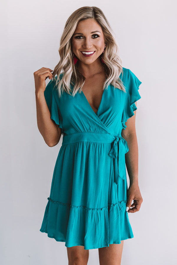 Magic At Midnight Wrap Dress In Turquoise Image - 2