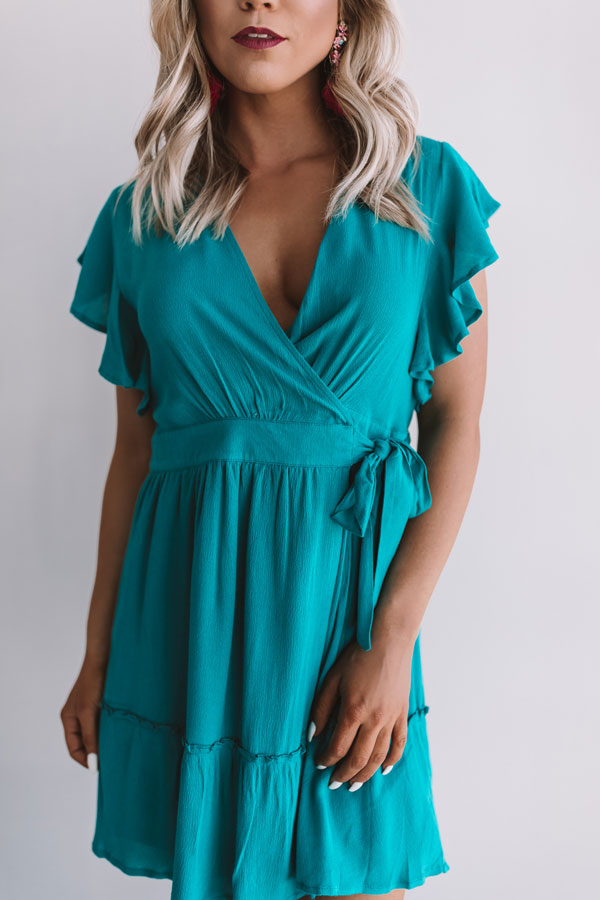 Magic At Midnight Wrap Dress In Turquoise Image - 4
