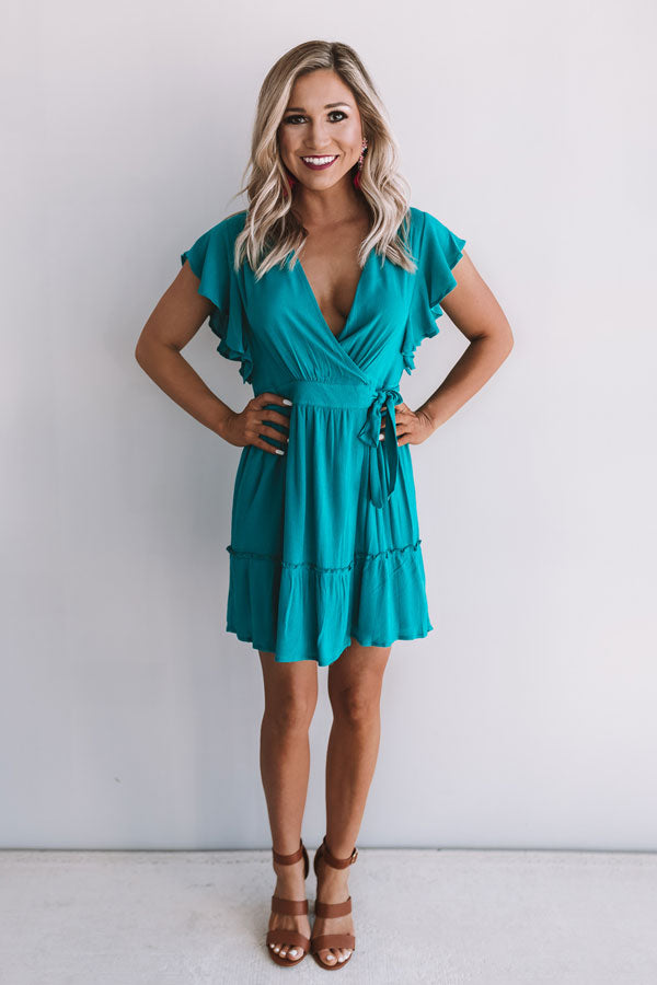 Magic At Midnight Wrap Dress In Turquoise Image - 1
