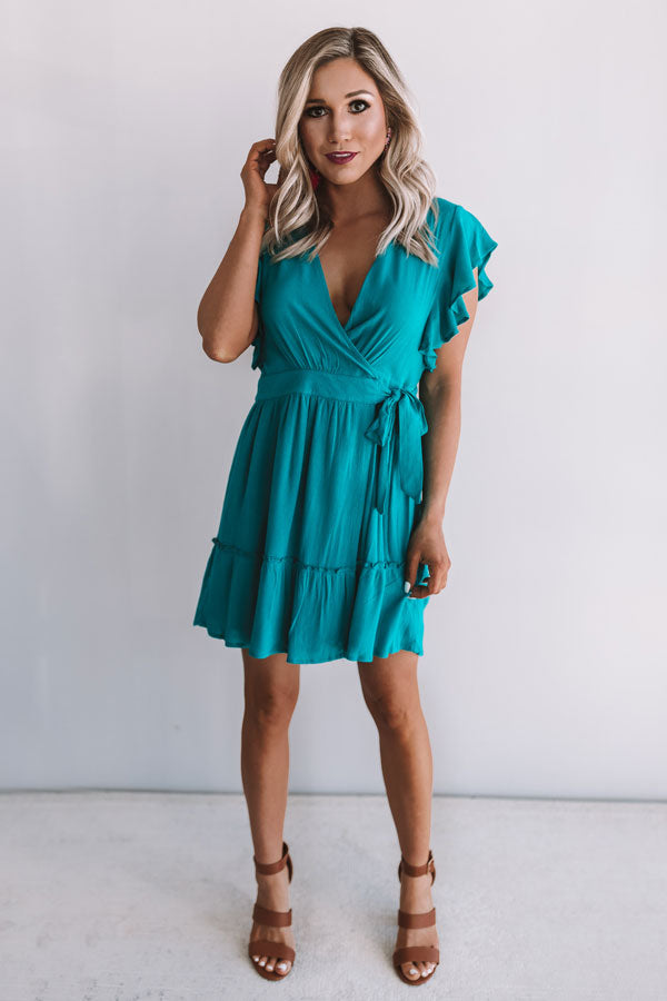 Magic At Midnight Wrap Dress In Turquoise Image - 5