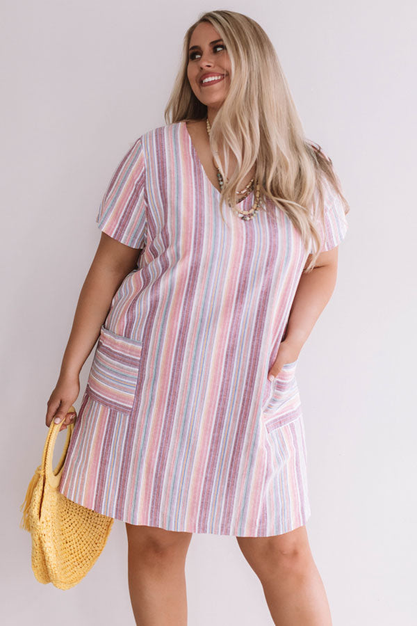 Pier Party Stripe Shift Dress in Pink Curves Image - 1