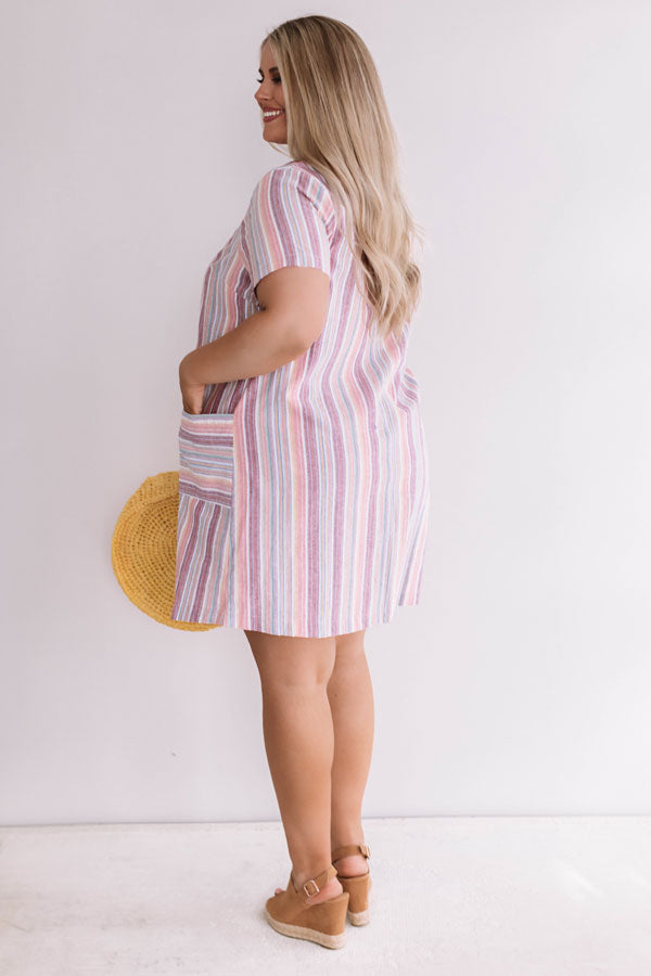 Pier Party Stripe Shift Dress in Pink Curves Image - 2