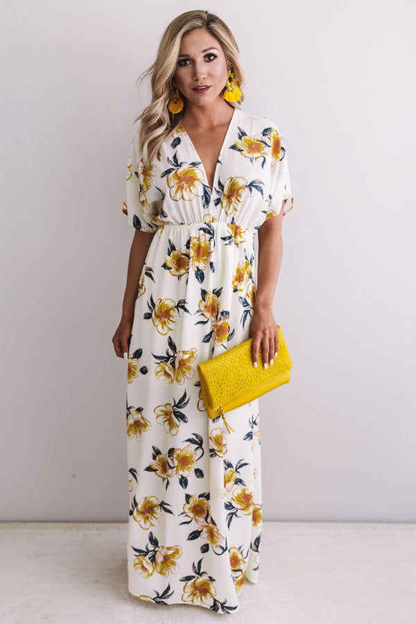 Waves In Maui Floral Maxi In Cream Image - 1