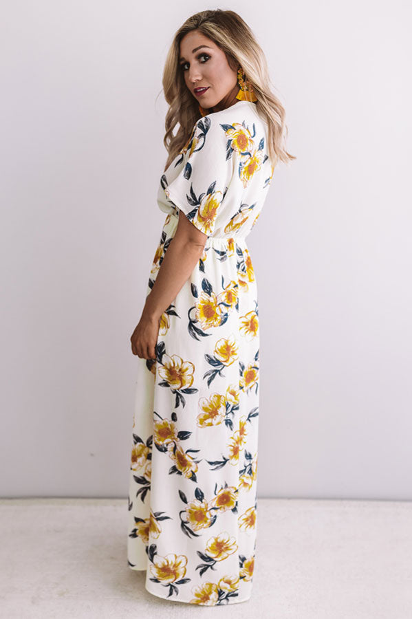 Waves In Maui Floral Maxi In Cream Image - 4