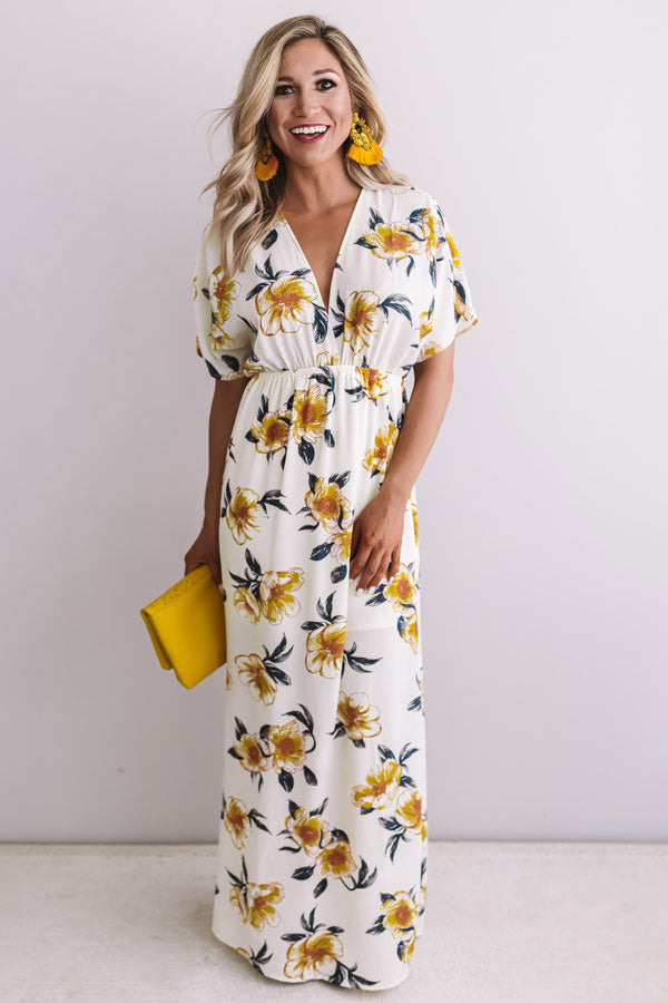 Waves In Maui Floral Maxi In Cream Image - 3