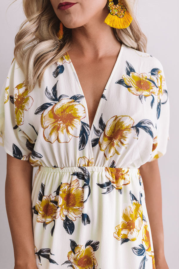 Waves In Maui Floral Maxi In Cream Image - 2