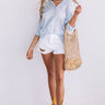 Dream Team Stripe Shift Top in Sky Blue Image - 1