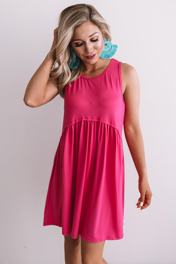 Beach Vibes Babydoll Dress In Fuchsia Image - 3