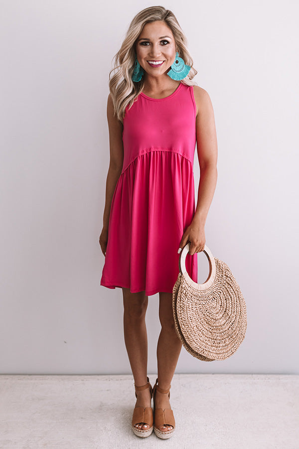 Beach Vibes Babydoll Dress In Fuchsia Image - 4