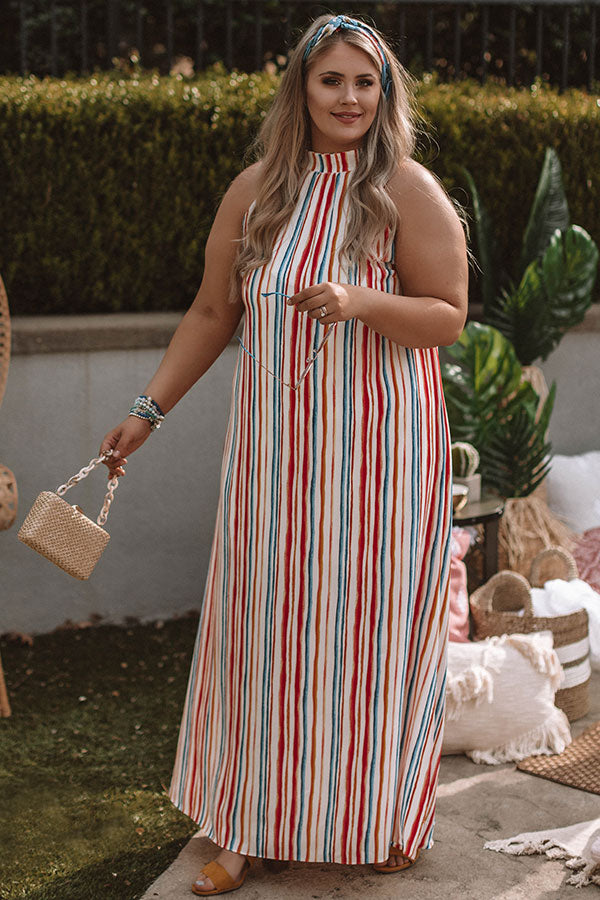 Maui Views Stripe Maxi Dress Curves Image - 2